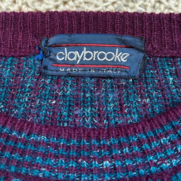 Vintage 90s Geometric Grandpa Sweater Claybrooke - Size XL - Picture 4 of 6